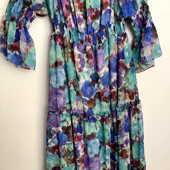 PatBo Blossom Off The Shoulder Dress Violet Womens Small New with Tags - Picture 12 of 16